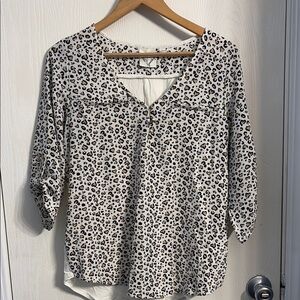 White and Black Relaxed Animal Print Blouse